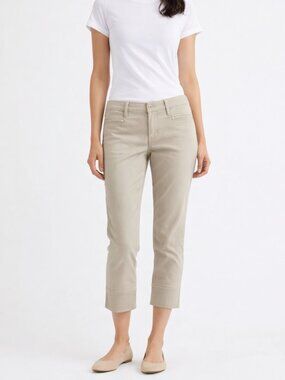 Beige Cropped Pants Slim Leg Stretch Mid Rise Marella Size 8 NWT